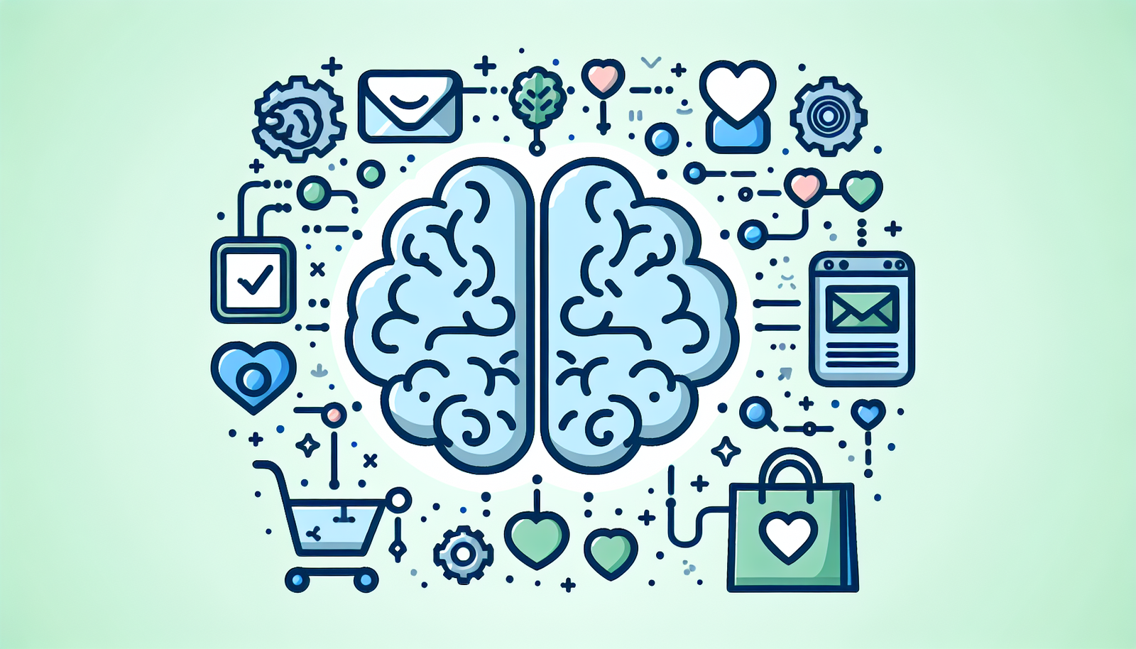 Ilustracija neuromarketinga sa emotivnim simbolima.