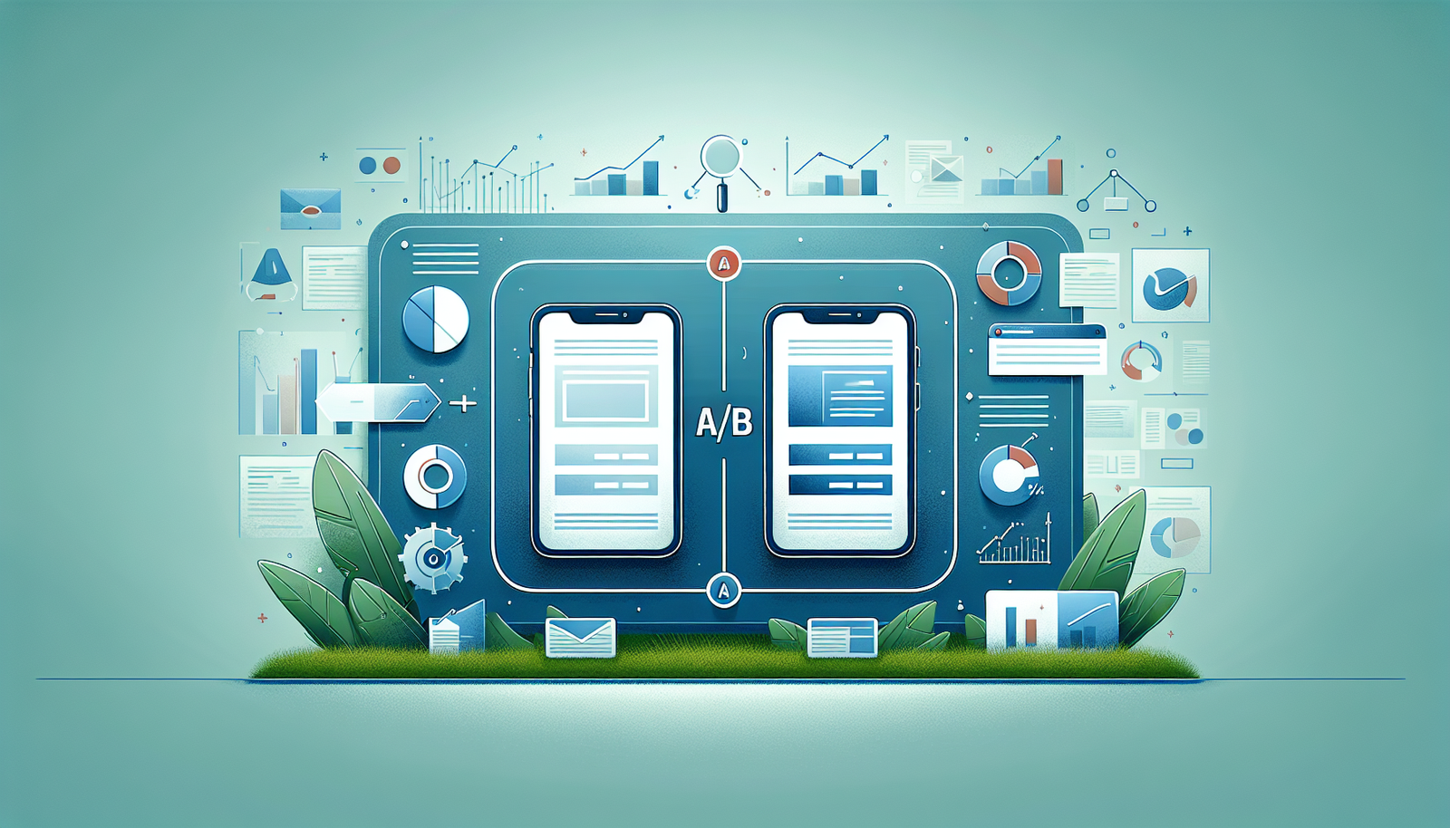 Ilustracija A/B testiranja u digitalnom marketingu.