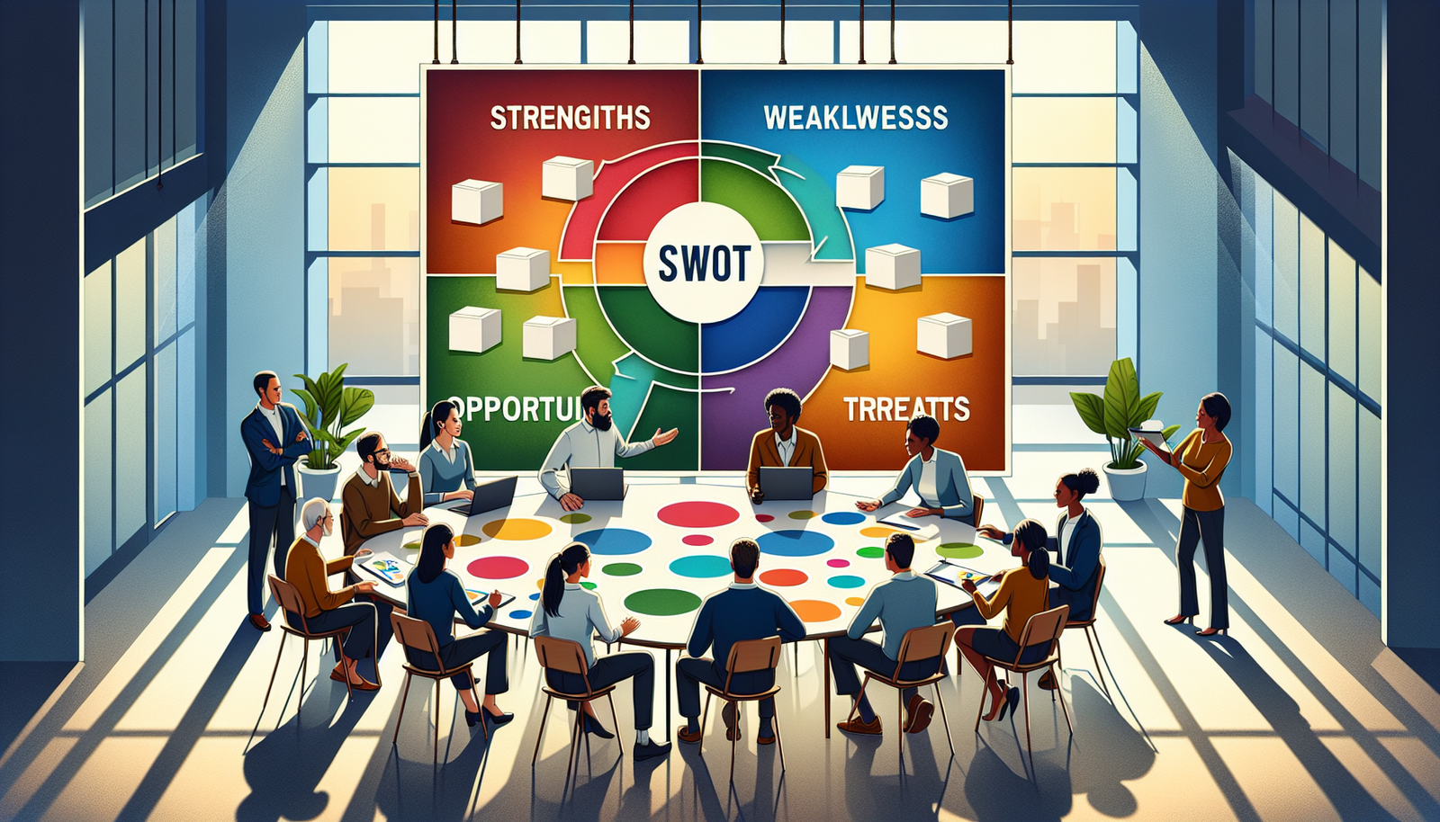 Kreativni tim sprovodi SWOT analizu.